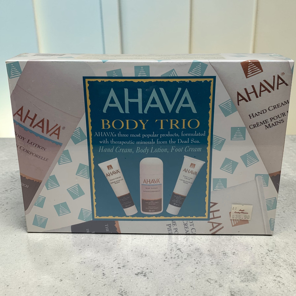 New AHAVA Body Trio Mineral Botanical Hand Foot Cream Body Lotion Gift Set Boxed